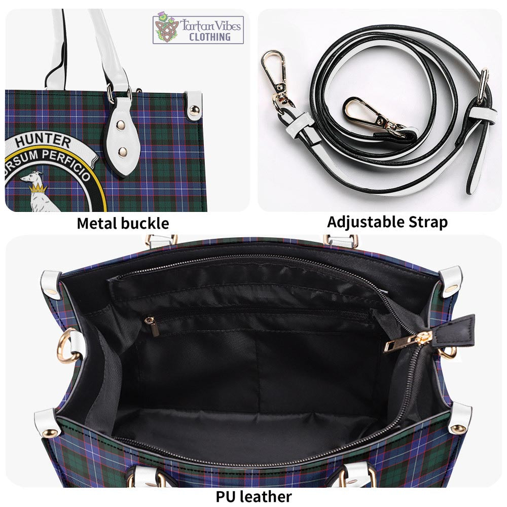 Tartan Vibes Clothing Hunter Modern Tartan Luxury Leather Handbags with Family Crest