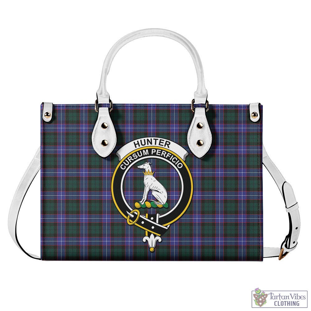 Tartan Vibes Clothing Hunter Modern Tartan Luxury Leather Handbags with Family Crest