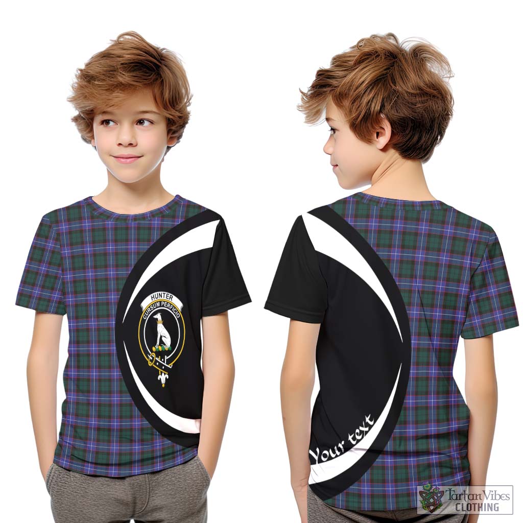 Hunter (Hunterston) Tartan Kid T-Shirt with Family Crest Circle Style Youth XL Size14 - Tartan Vibes Clothing