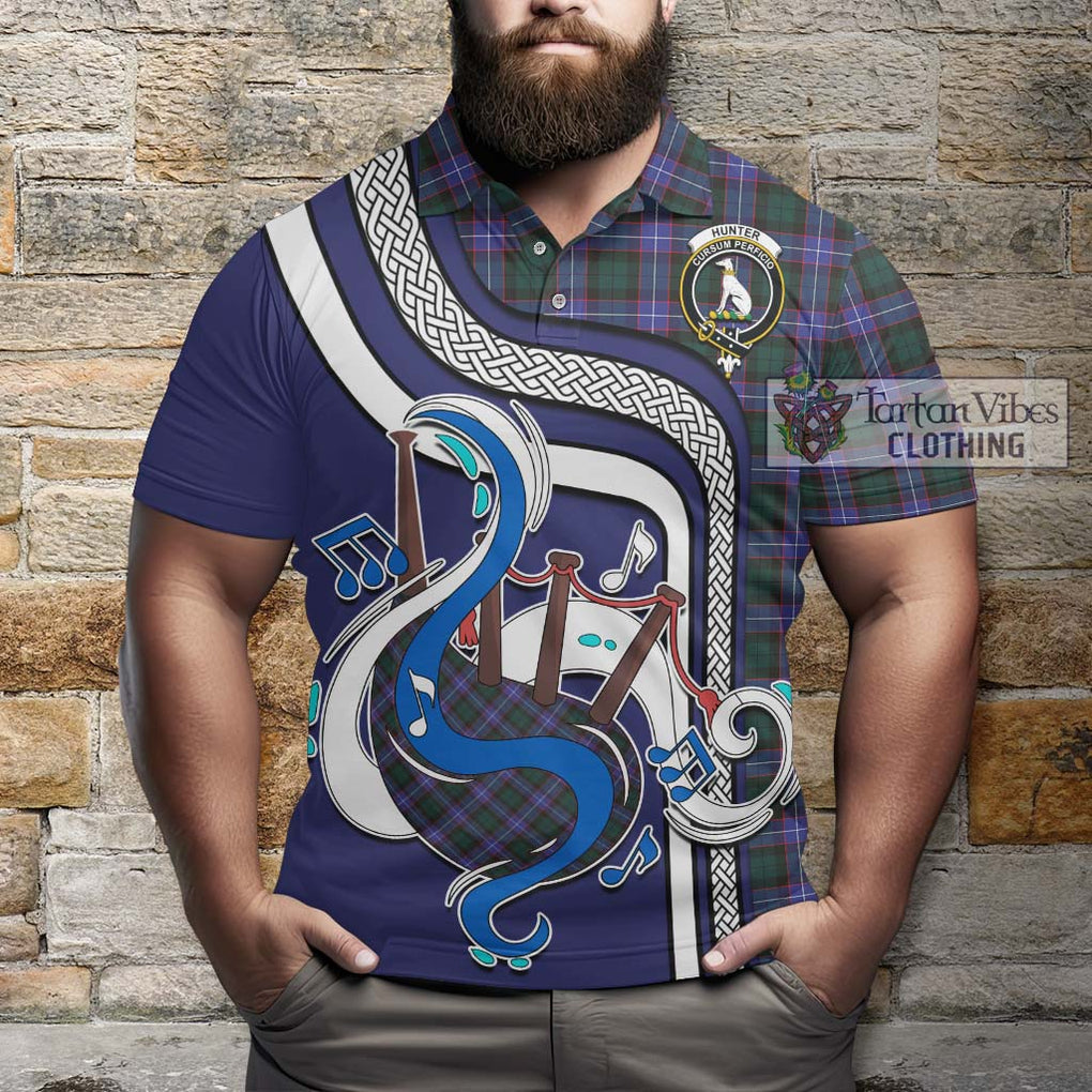 Tartan Vibes Clothing Hunter Modern Tartan Polo Shirt with Epic Bagpipe Style