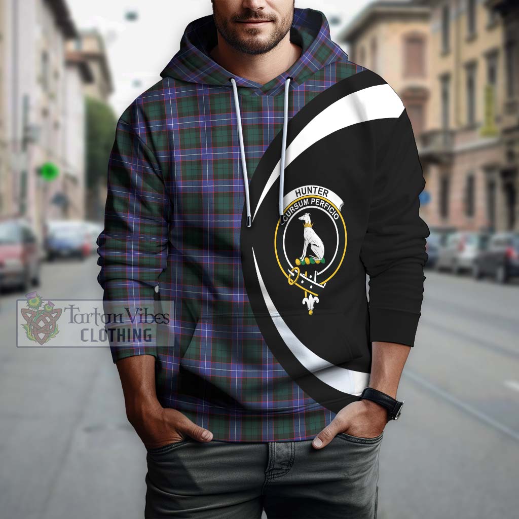 Tartan Vibes Clothing Hunter Modern Tartan Hoodie with Family Crest Circle Style