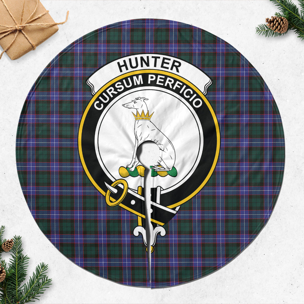 Hunter Modern Tartan Christmas Tree Skirt with Family Crest - Tartanvibesclothing