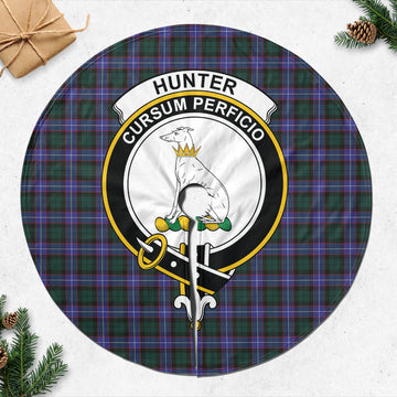 Hunter (Hunterston) Tartan Christmas Tree Skirt with Family Crest