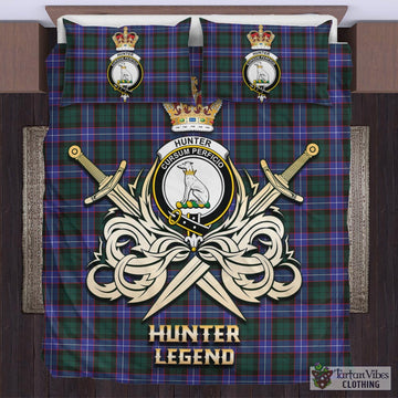 Hunter (Hunterston) Tartan Bedding Set with Clan Crest and the Golden Sword of Courageous Legacy