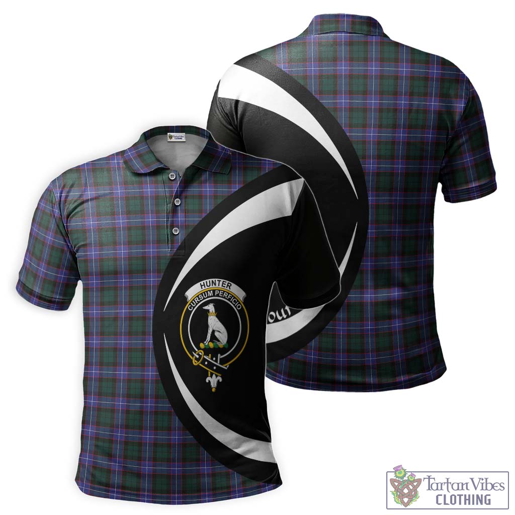 Hunter (Hunterston) Tartan Men's Polo Shirt with Family Crest Circle Style Kid - Tartan Vibes Clothing