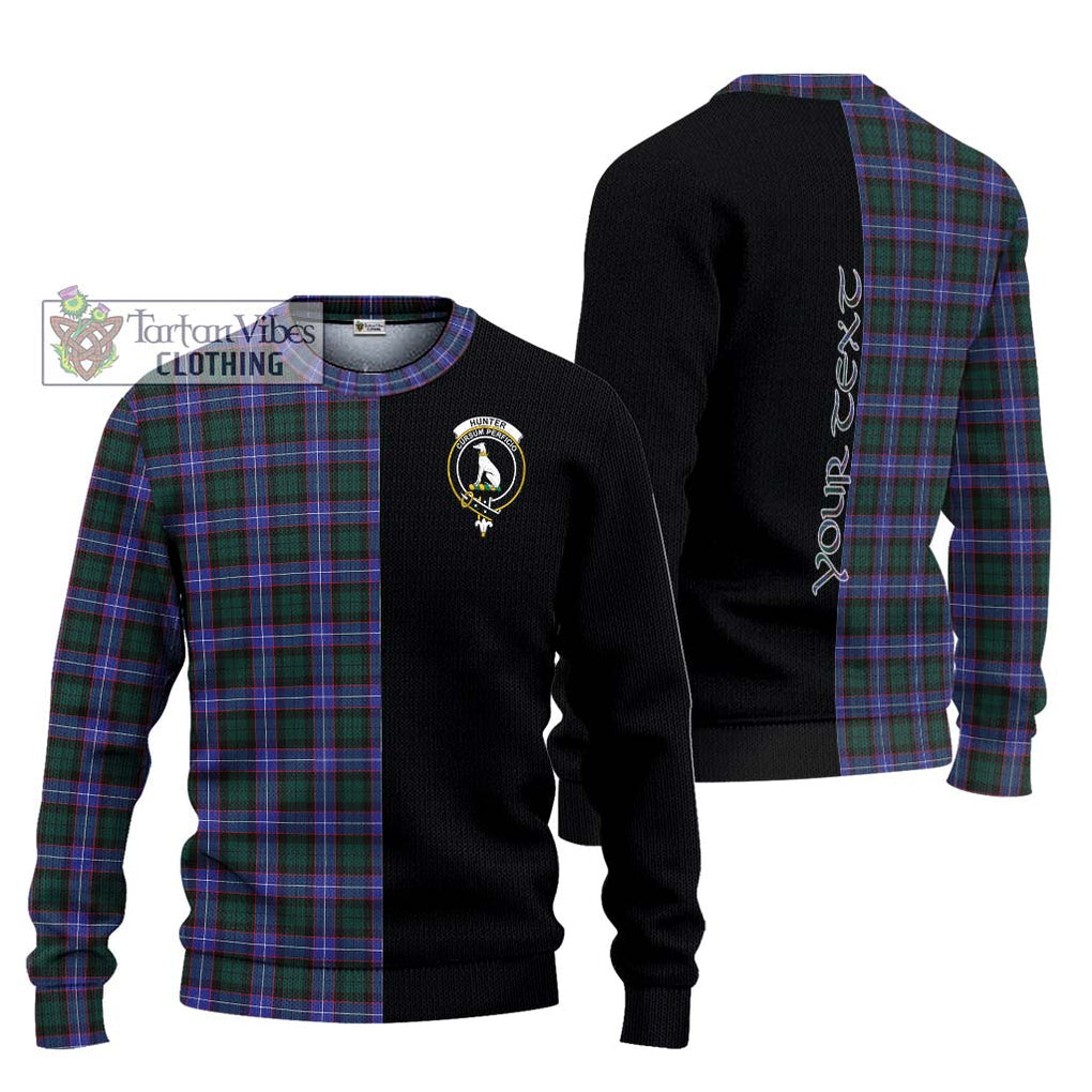 Hunter (Hunterston) Tartan Knitted Sweater with Family Crest and Half Of Me Style Unisex - Tartanvibesclothing Shop