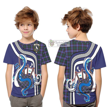 Hunter (Hunterston) Tartan Kid T-Shirt with Epic Bagpipe Style