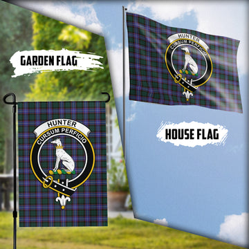 Hunter (Hunterston) Tartan Flag with Family Crest