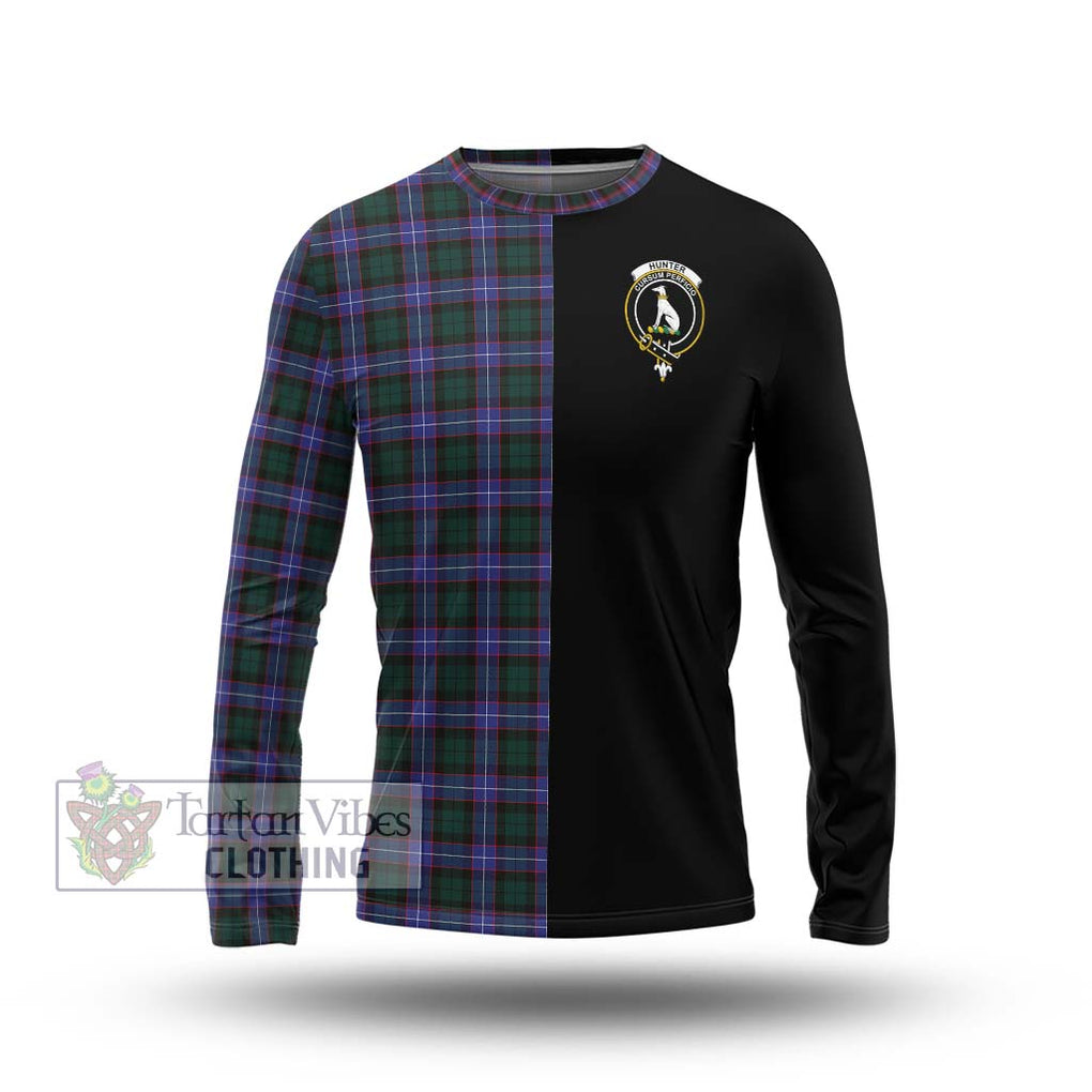 Hunter (Hunterston) Tartan Long Sleeve T-Shirt with Family Crest and Half Of Me Style Unisex - Tartanvibesclothing Shop