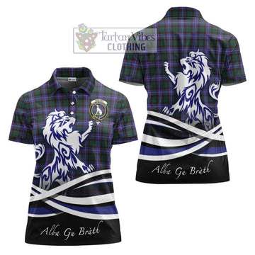 Hunter (Hunterston) Tartan Women's Polo Shirt with Alba Gu Brath Regal Lion Emblem