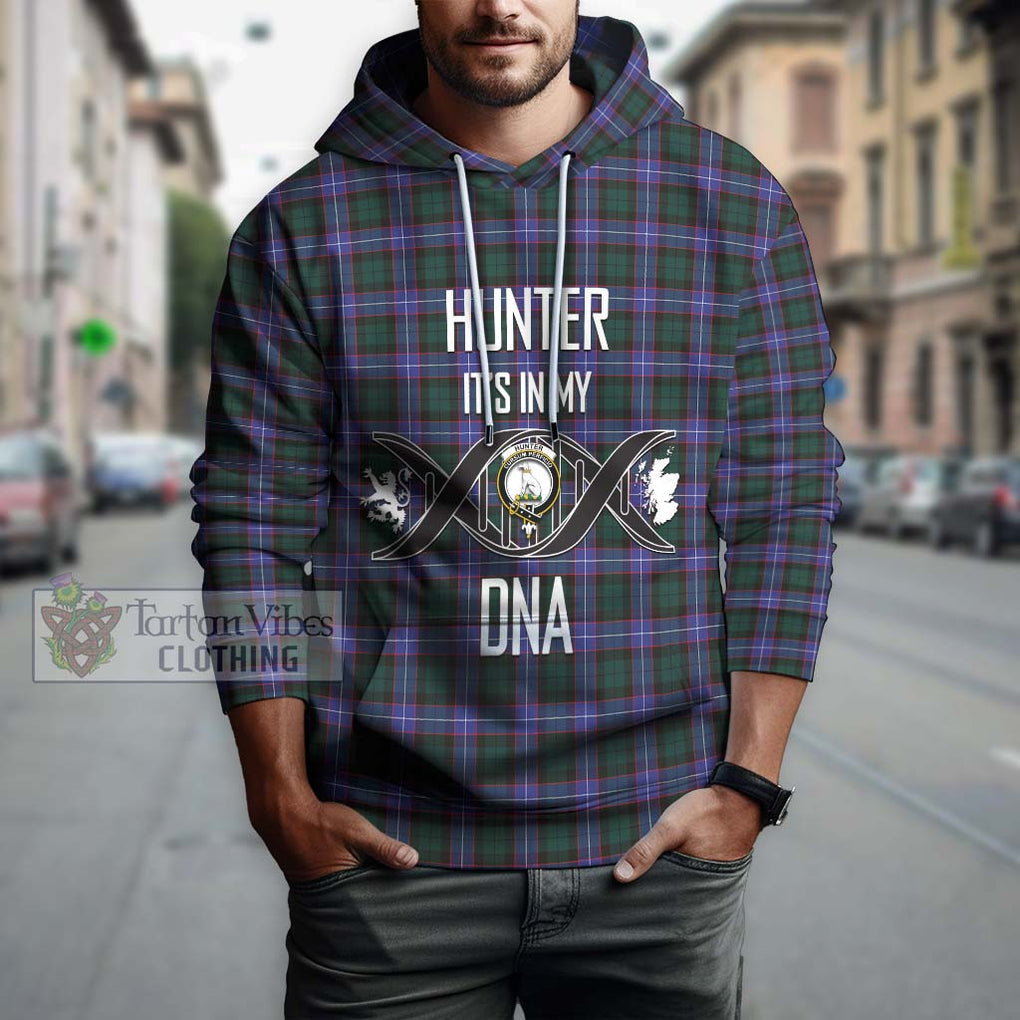 Hunter (Hunterston) Tartan Hoodie with Family Crest DNA In Me Style Pullover Hoodie - Tartanvibesclothing Shop