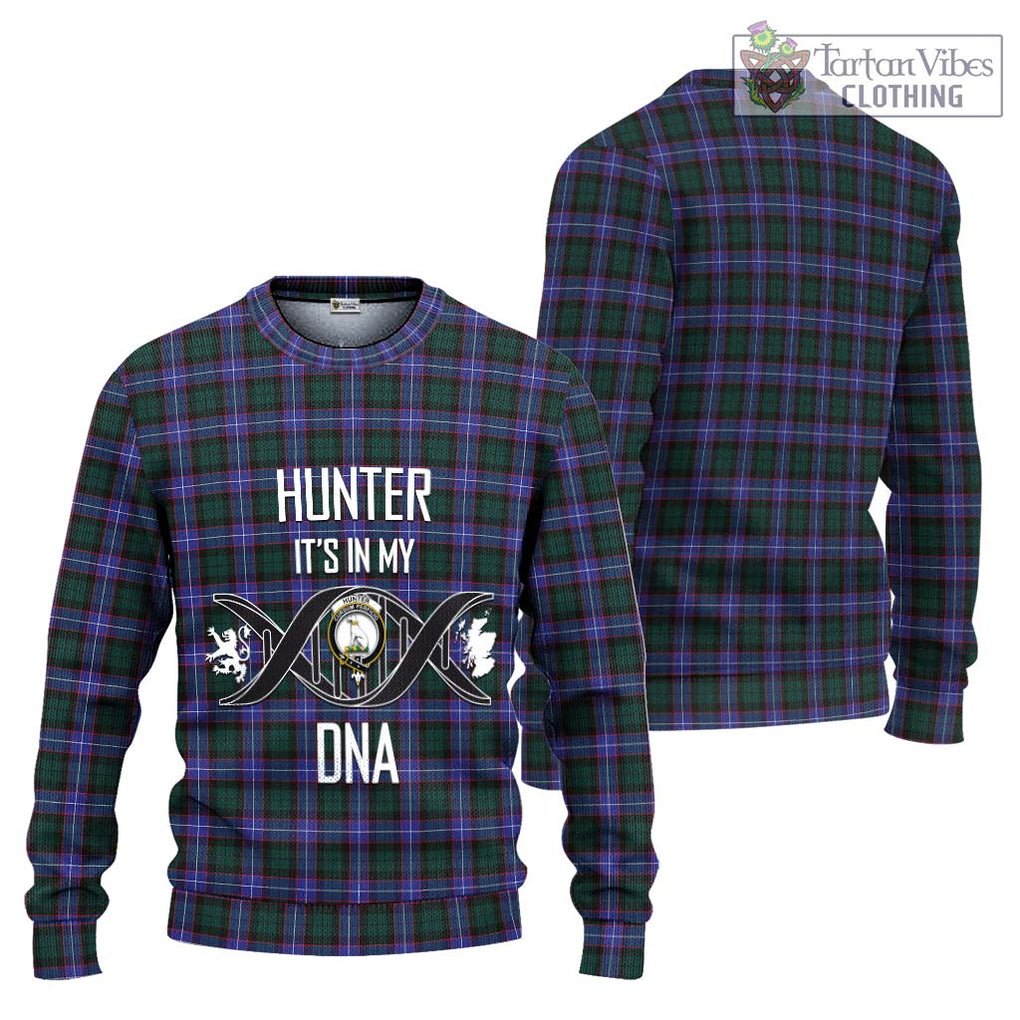 Hunter (Hunterston) Tartan Knitted Sweater with Family Crest DNA In Me Style Unisex - Tartanvibesclothing Shop