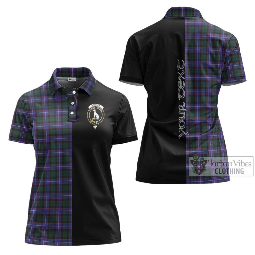 Hunter (Hunterston) Tartan Women's Polo Shirt with Family Crest and Half Of Me Style Women - Tartanvibesclothing Shop