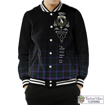 Hunter (Hunterston) Tartan Baseball Jacket Featuring Alba Gu Brath Family Crest Celtic Inspired