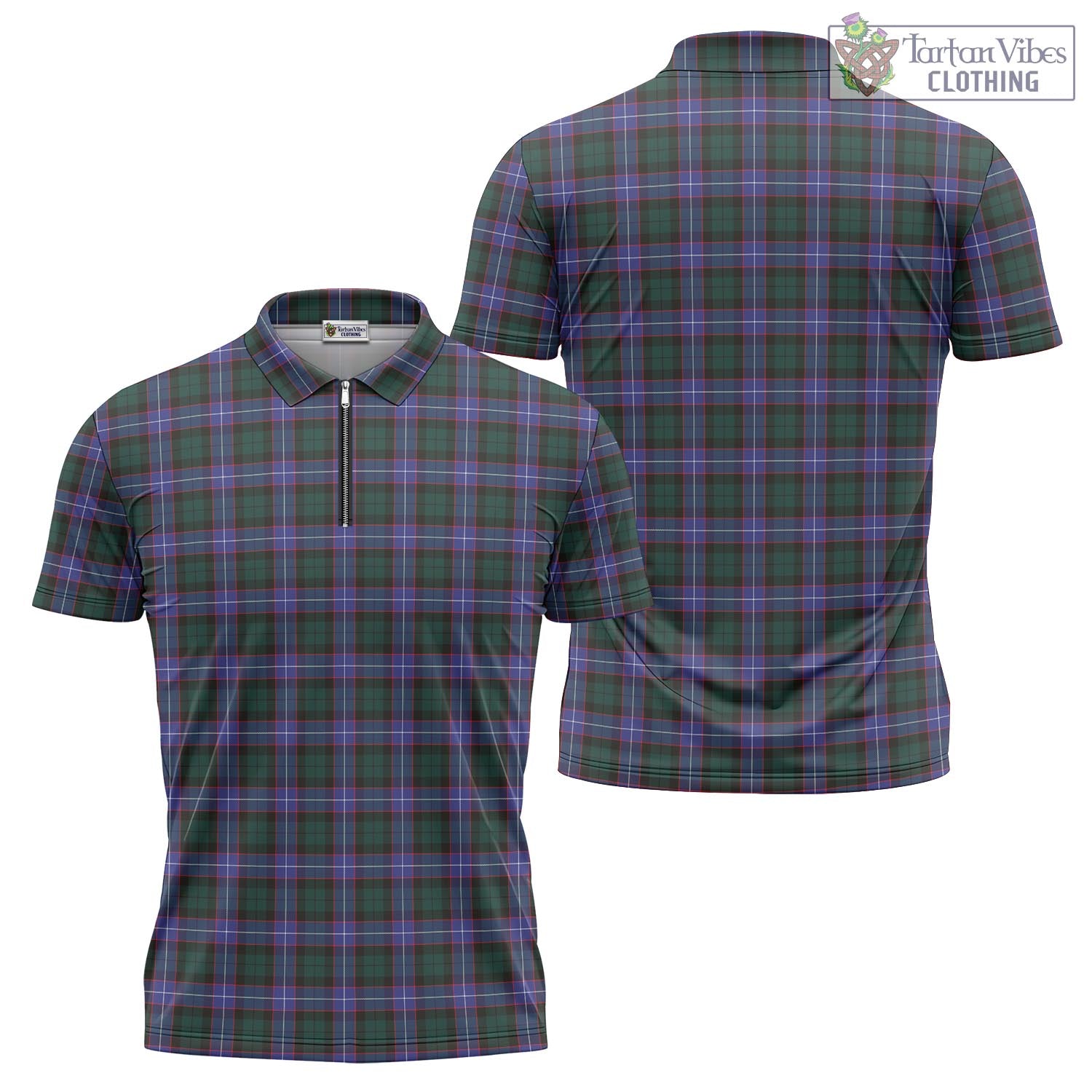 Tartan Vibes Clothing Hunter Modern Tartan Zipper Polo Shirt