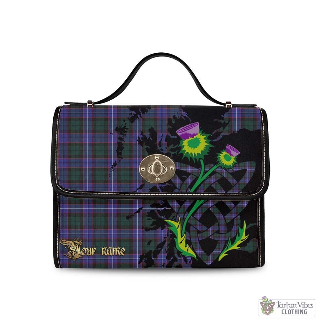 Tartan Vibes Clothing Hunter Modern Tartan Waterproof Canvas Bag with Scotland Map and Thistle Celtic Accents