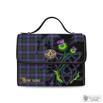 Hunter (Hunterston) Tartan Waterproof Canvas Bag with Scotland Map and Thistle Celtic Accents