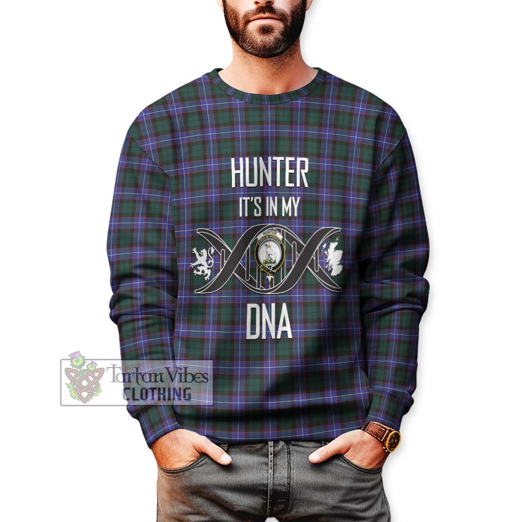 Hunter (Hunterston) Tartan Sweatshirt with Family Crest DNA In Me Style Unisex - Tartanvibesclothing Shop