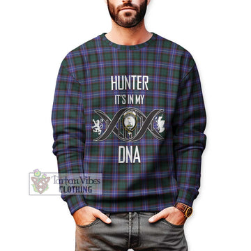 Hunter (Hunterston) Tartan Sweatshirt with Family Crest DNA In Me Style