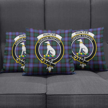 Hunter (Hunterston) Tartan Pillow Cover with Family Crest