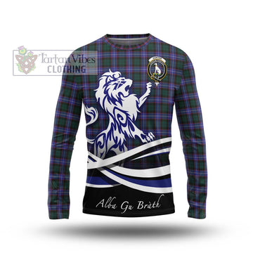 Hunter (Hunterston) Tartan Long Sleeve T-Shirt with Alba Gu Brath Regal Lion Emblem