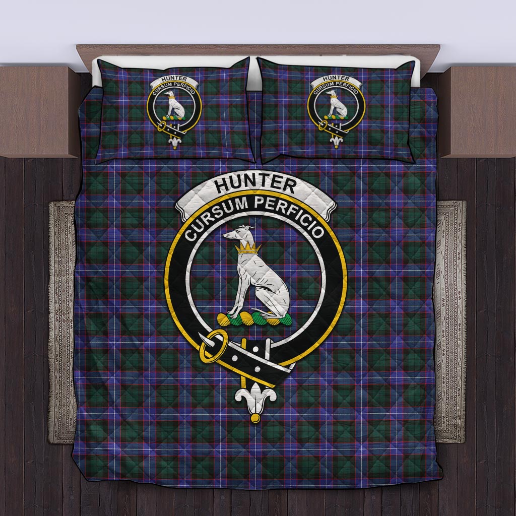 Hunter (Hunterston) Tartan Quilt Bed Set with Family Crest Twin - Tartan Vibes Clothing