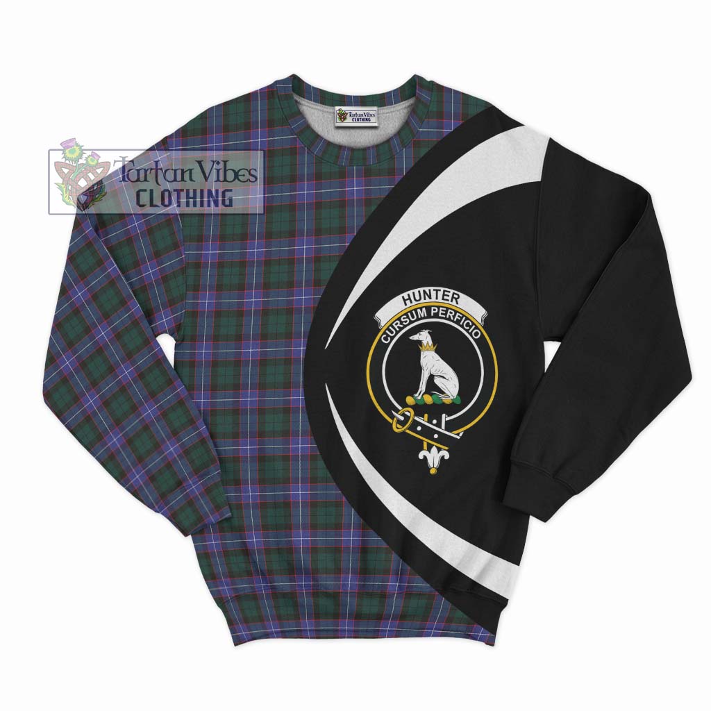 Hunter (Hunterston) Tartan Sweatshirt with Family Crest Circle Style Unisex - Tartan Vibes Clothing