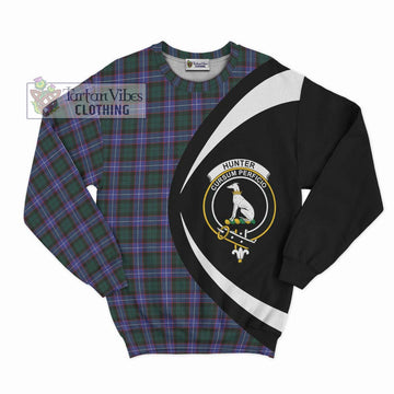 Hunter (Hunterston) Tartan Sweatshirt with Family Crest Circle Style