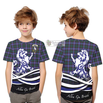 Hunter (Hunterston) Tartan Kid T-Shirt with Alba Gu Brath Regal Lion Emblem