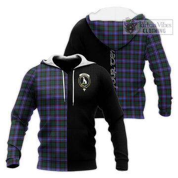 Hunter (Hunterston) Tartan Knitted Hoodie with Family Crest and Half Of Me Style