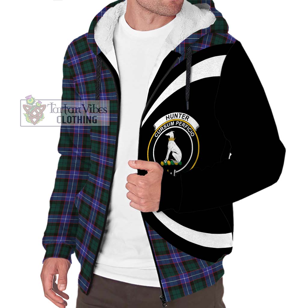 Hunter (Hunterston) Tartan Sherpa Hoodie with Family Crest Circle Style Unisex S - Tartan Vibes Clothing