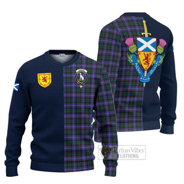 Hunter (Hunterston) Tartan Ugly Sweater with Scottish Lion Royal Arm Half Style