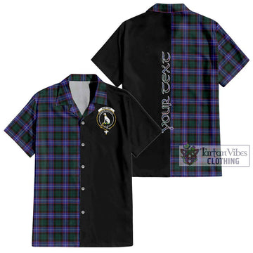 Hunter (Hunterston) Tartan Short Sleeve Button Shirt with Family Crest and Half Of Me Style