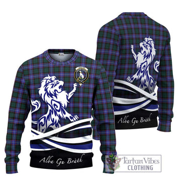 Hunter (Hunterston) Tartan Ugly Sweater with Alba Gu Brath Regal Lion Emblem