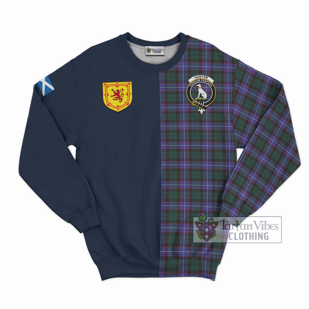 Tartan Vibes Clothing Hunter Modern Tartan Sweatshirt with Scottish Lion Royal Arm Half Style