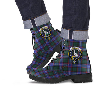 Hunter (Hunterston) Tartan Leather Boots with Family Crest