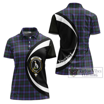 Hunter Modern Tartan Women's Polo Shirt with Family Crest Circle Style