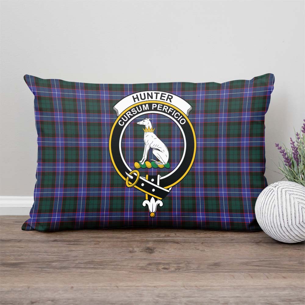 Hunter Modern Tartan Pillow Cover with Family Crest Rectangle Pillow Cover - Tartanvibesclothing