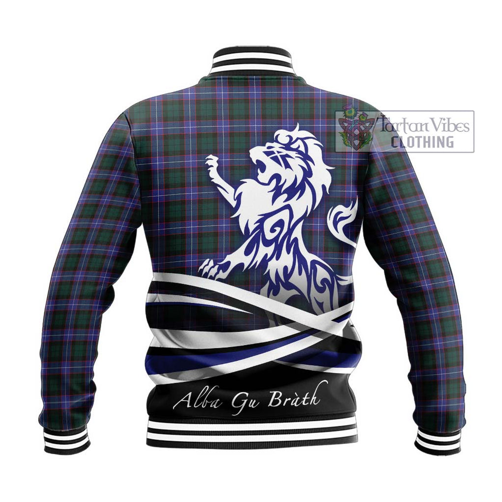 Hunter (Hunterston) Tartan Baseball Jacket with Alba Gu Brath Regal Lion Emblem - Tartanvibesclothing Shop