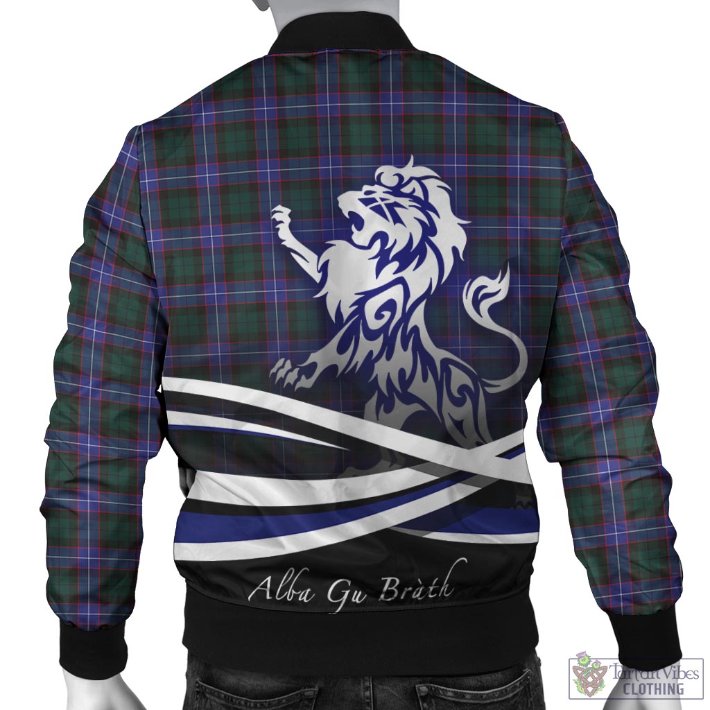 Tartan Vibes Clothing Hunter Modern Tartan Bomber Jacket with Alba Gu Brath Regal Lion Emblem