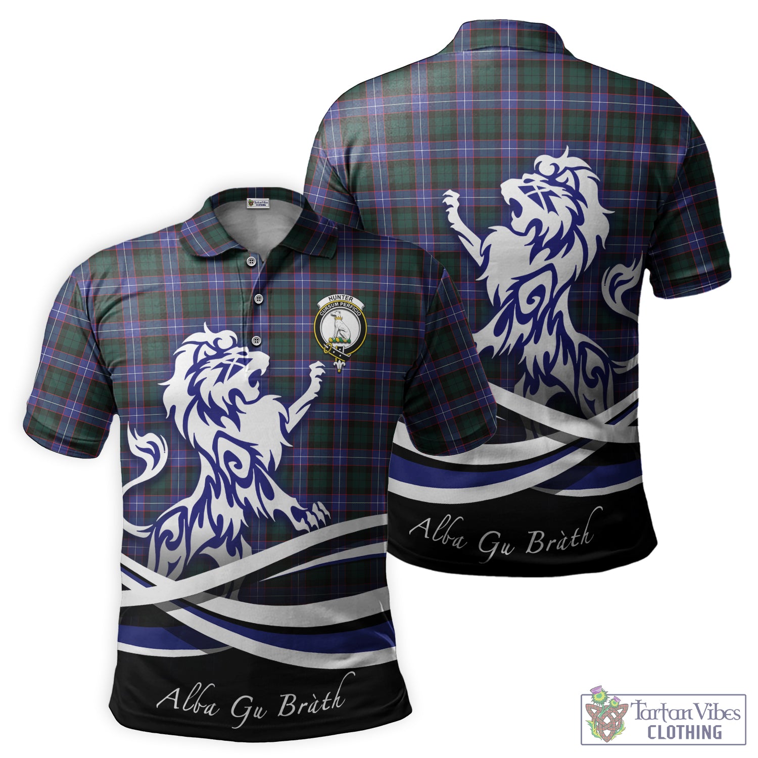 hunter-modern-tartan-polo-shirt-with-alba-gu-brath-regal-lion-emblem