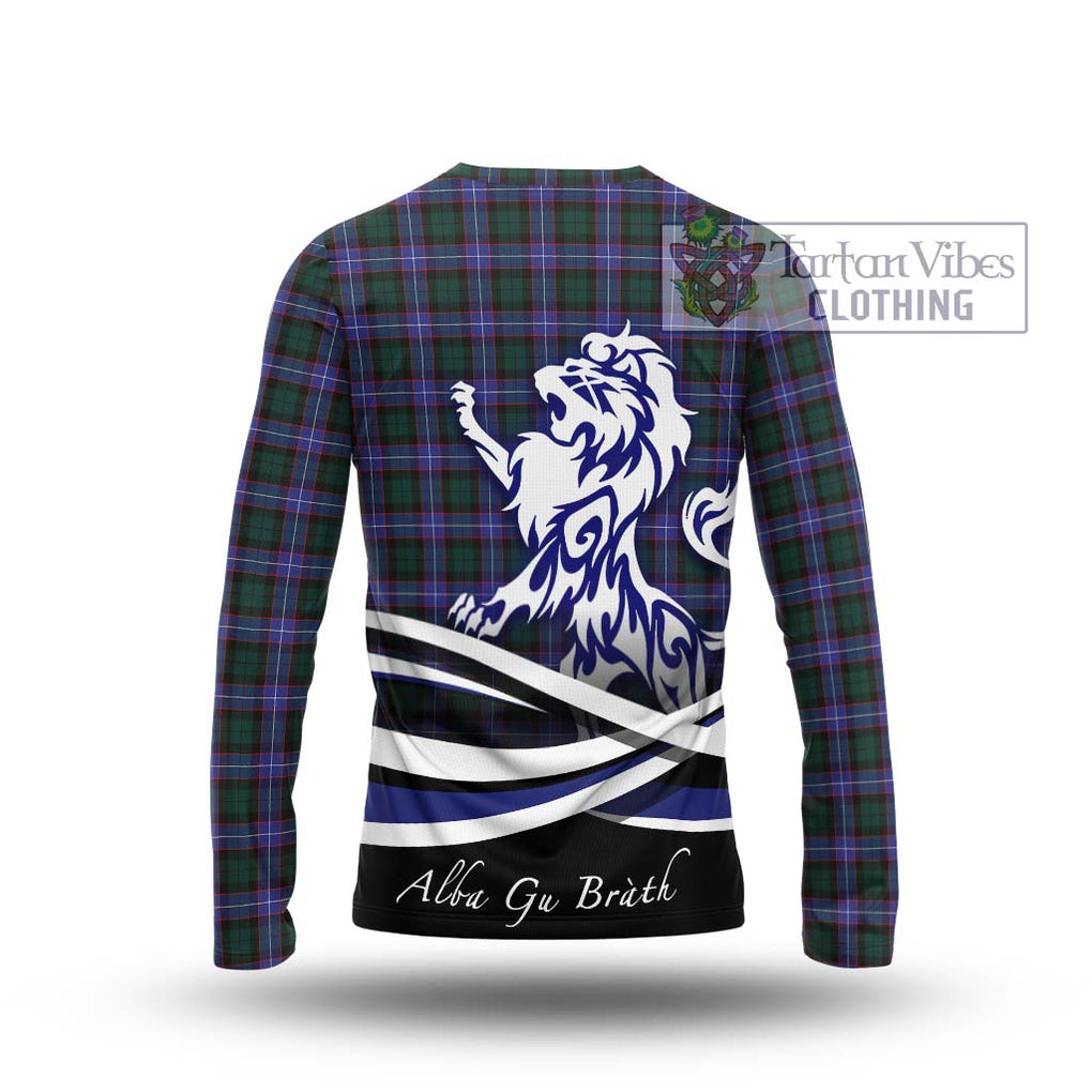 Hunter (Hunterston) Tartan Long Sleeve T-Shirt with Alba Gu Brath Regal Lion Emblem - Tartanvibesclothing Shop