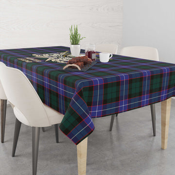 Hunter (Hunterston) Tartan Tablecloth with Clan Crest and the Golden Sword of Courageous Legacy