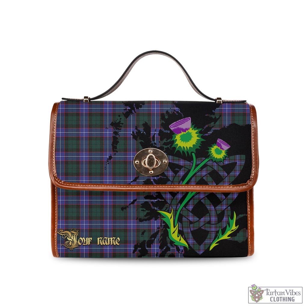 Tartan Vibes Clothing Hunter Modern Tartan Waterproof Canvas Bag with Scotland Map and Thistle Celtic Accents