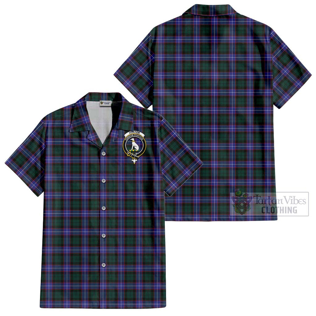 Hunter (Hunterston) Tartan Cotton Hawaiian Shirt with Family Crest Kid - Tartan Vibes Clothing