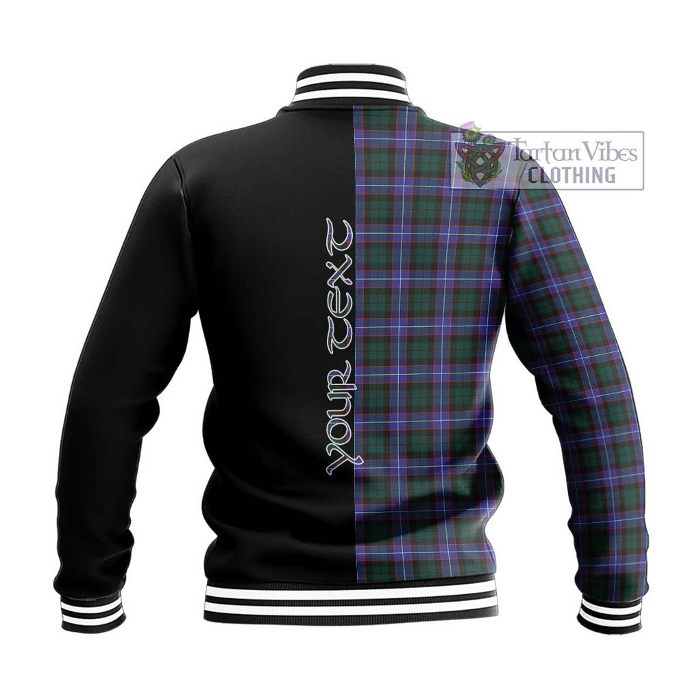 Hunter (Hunterston) Tartan Baseball Jacket with Family Crest and Half Of Me Style - Tartanvibesclothing Shop