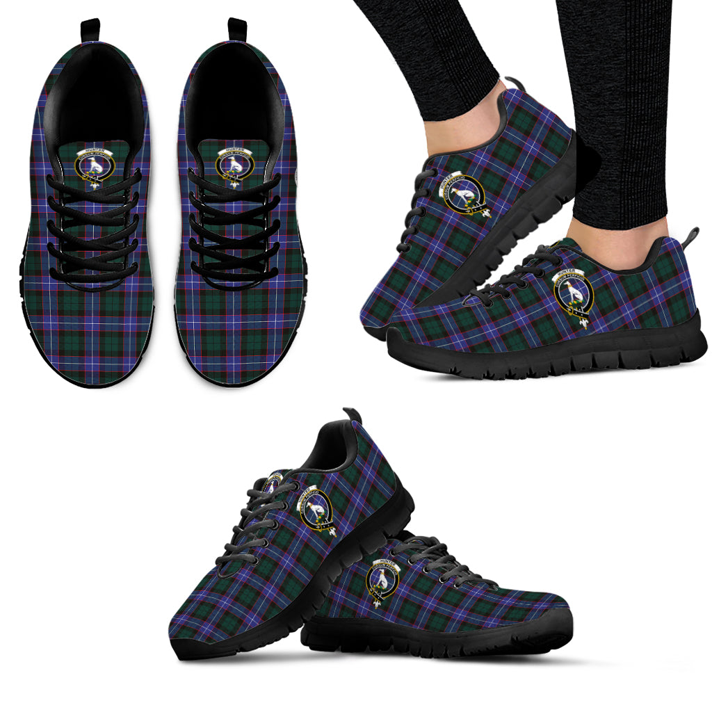 Hunter (Hunterston) Tartan Sneakers with Family Crest - Tartan Vibes Clothing