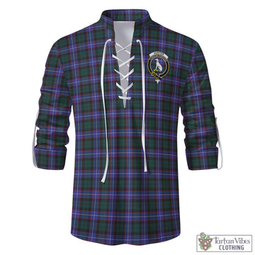 Hunter (Hunterston) Tartan Men's Scottish Traditional Jacobite Ghillie Kilt Shirt with Family Crest