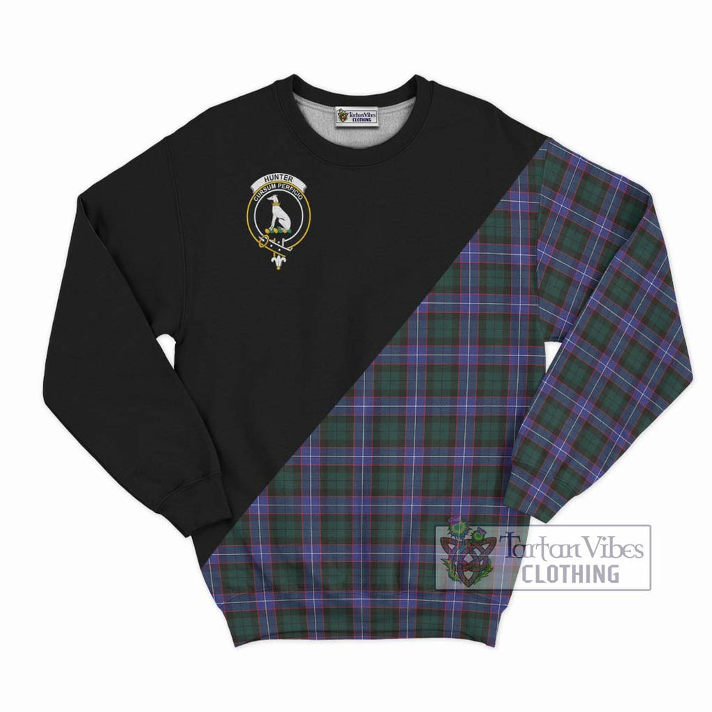 Hunter (Hunterston) Tartan Sweatshirt with Family Crest and Military Logo Style - Tartanvibesclothing Shop