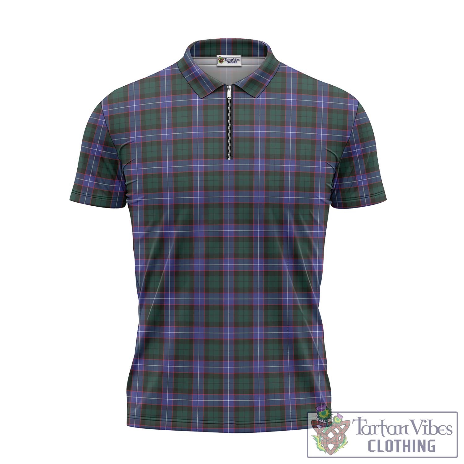 Tartan Vibes Clothing Hunter Modern Tartan Zipper Polo Shirt